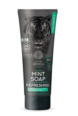 Natura Siberica MEN Чорне м'ятне мило для волосся і тіла Освіжаюче 200мл
