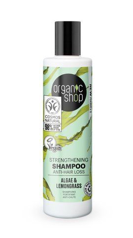 ORGANIC SHOP Шампунь проти випадіння волосся Зміцнюючий Водорості і Лемонграсс 280мл